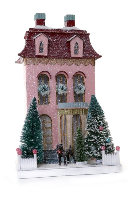 Pink Chateau Christmas Village House