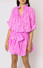 Load image into Gallery viewer, Juliet Dunn Orchid Small Flower Block Print Blouson Dress