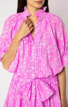 Load image into Gallery viewer, Juliet Dunn Orchid Small Flower Block Print Blouson Dress