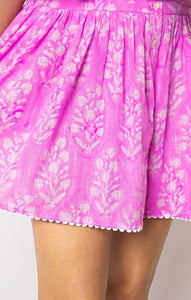 Juliet Dunn Orchid Small Flower Block Print Blouson Dress