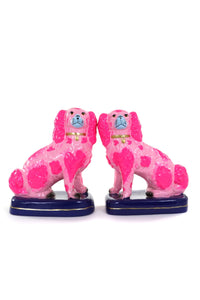 Pair Of Neon Pink Staffordshire Dogs