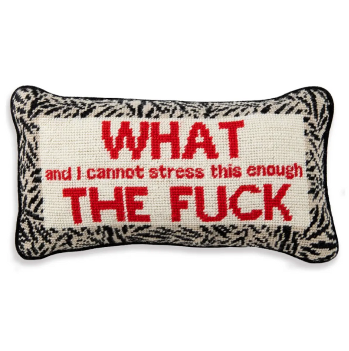 WTF Needlepoint Pillow