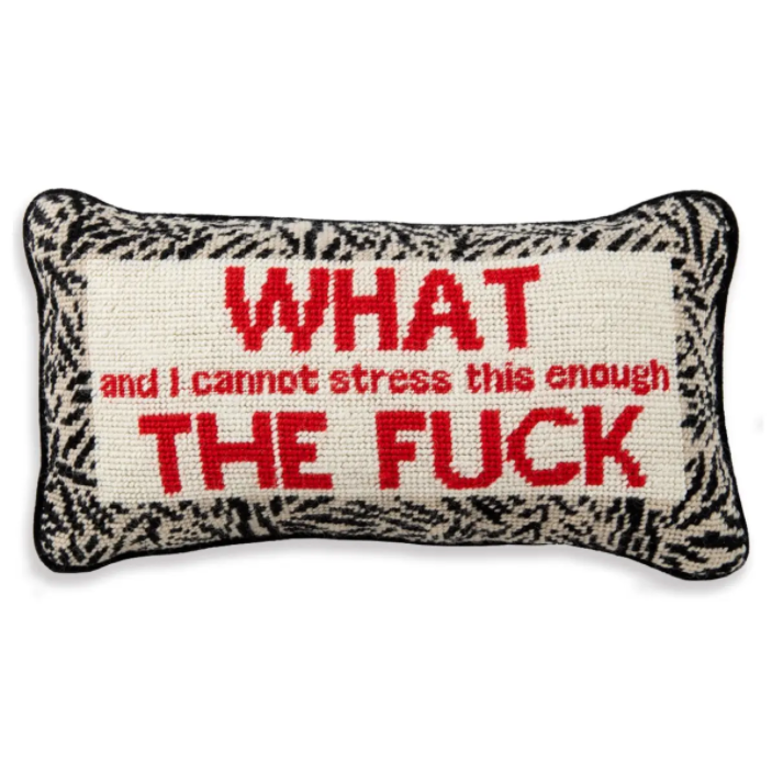 WTF Needlepoint Pillow