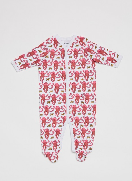 Infant Pink Monkey Footie Pajamas
