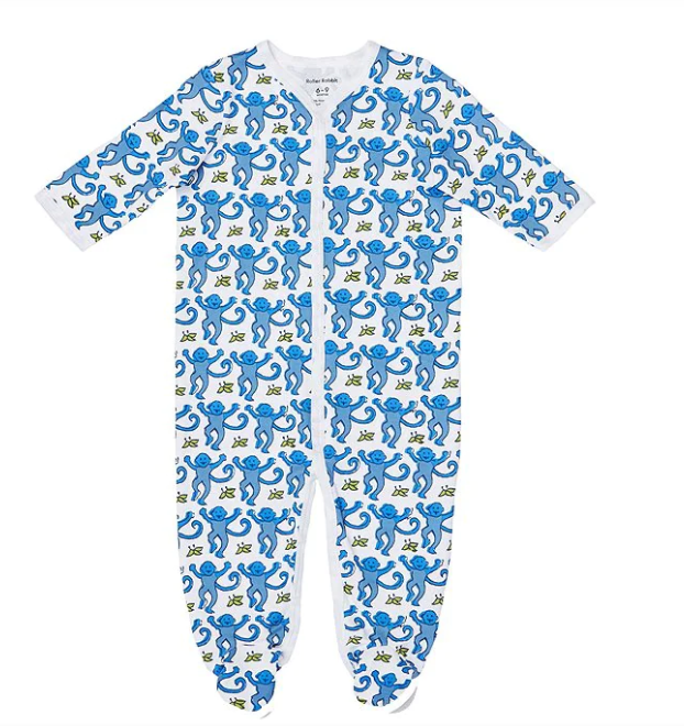 Infant Blue Monkey Footie Pajamas