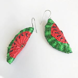 Iraca Palm Watermelon Earrings