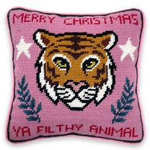 Load image into Gallery viewer, Merry Christmas Ya Filthy Animal Needlepoint Pillow