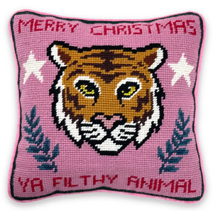 Merry Christmas Ya Filthy Animal Needlepoint Pillow