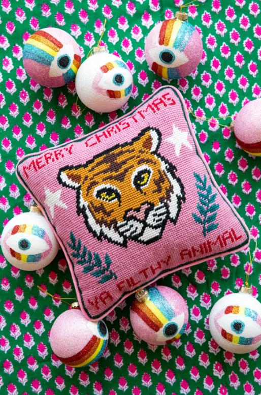 Merry Christmas Ya Filthy Animal Needlepoint Pillow