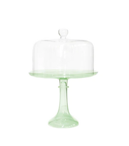Estelle Colored Glass Cake Stand With Dome