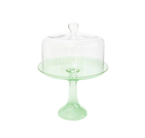 Estelle Colored Glass Cake Stand With Dome