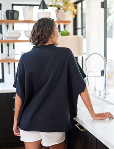 Frank & Eileen Audrey Funnel Neck Capelet | Navy