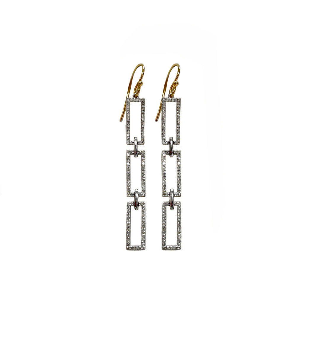Triple Rectangle Diamond Earrings