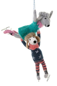 Ice Skating Poodles Ornament