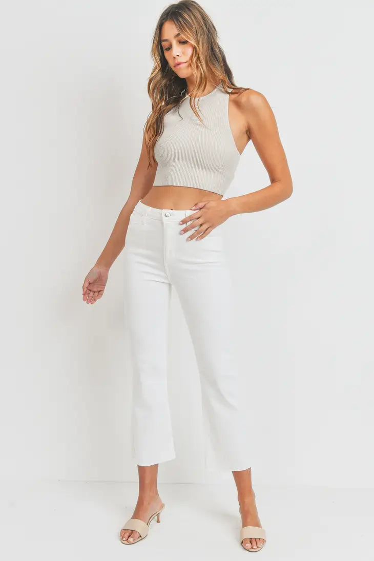 Crop Flare White Jeans