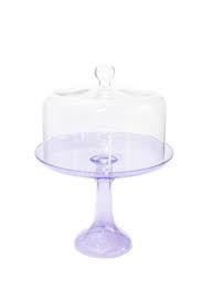 Estelle Colored Glass Cake Stand With Dome