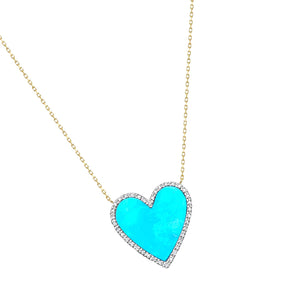 Turquoise Diamond Heart Necklace