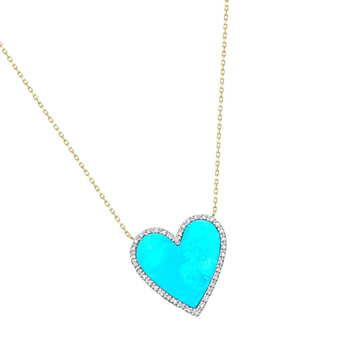 Turquoise Diamond Heart Necklace