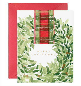 Plaid Ribbon Wreath Cards Box Set Of 6