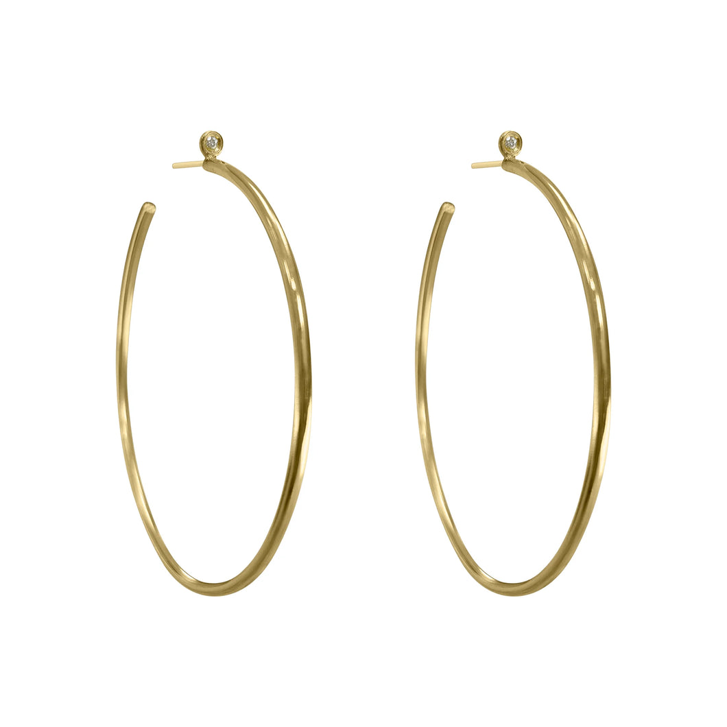Diamond Stud Gold Hoops