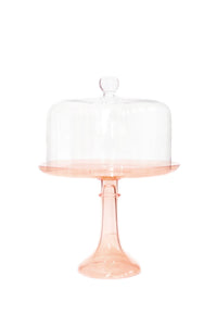Estelle Colored Glass Cake Stand With Dome