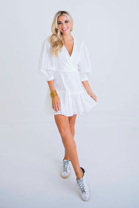 Puffy Sleeve Eyelet Dress